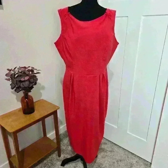 Tatyana Red Wiggle Bow Retro Vintage Pin Up Midi Dress - Plus Size 3XL - Picture 1 of 8